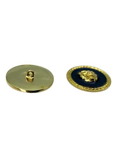 Flat Button Man Coat of Arms Lion Gold Black Lacquered Metal Mm 28