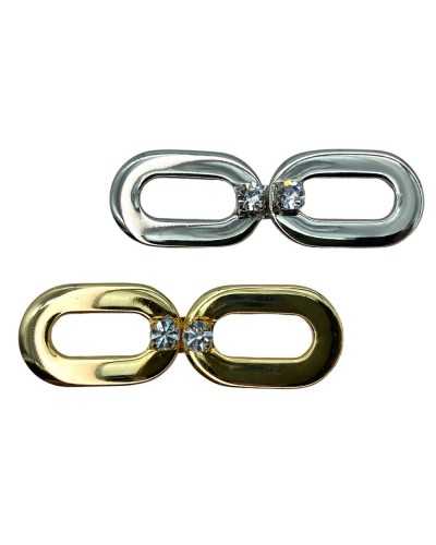 Hook alamaro closure Oval pattern Rhinestone shiny metal 7x2.2 cm