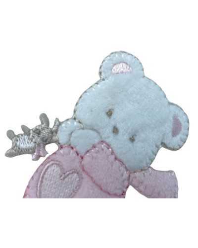 Thermoadhäsive Anwendung, Baby-Teddybär, Hase, beiges Samtherz, 13 x 10 cm