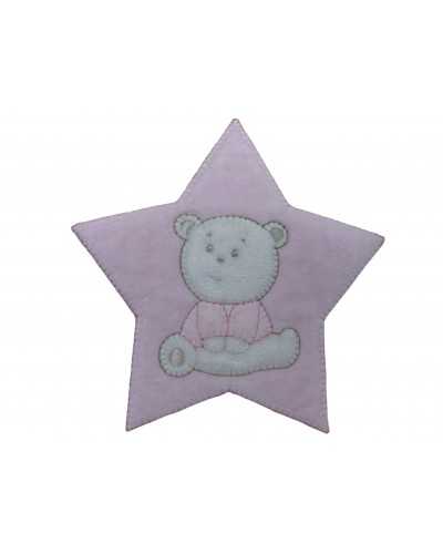 Applicazione Termoadesiva baby Stella Orsetto Panna Velluto 13x13 Cm