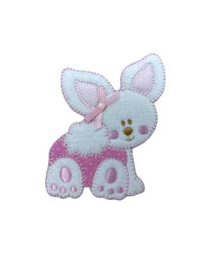 Teafood Application Embroidery Patch Velvet Pink Kitty Pois Flatter Satin 7x9 cm