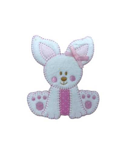 Teekanne Anwendung Stickerei Patch Samt Rosa Kitty Pois Flache Satin 9x8 cm