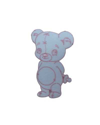 Teafood Application Patch Pink White Velvet White Bear 13x8 cm