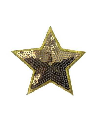 Thermo-Klebstoff-Anwendungs-Patch-Sternpailletten Gold Lurex-Draht 6 cm