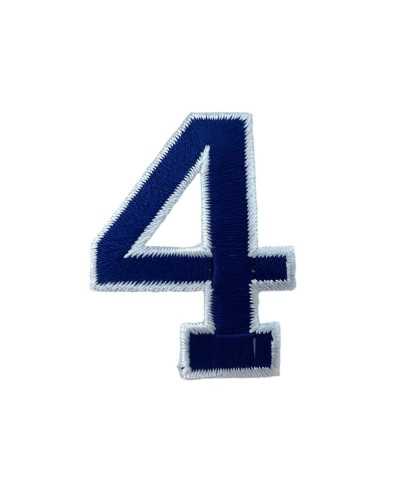Heat-adapter application Blue white embroidery patch number 4 mm 35x45