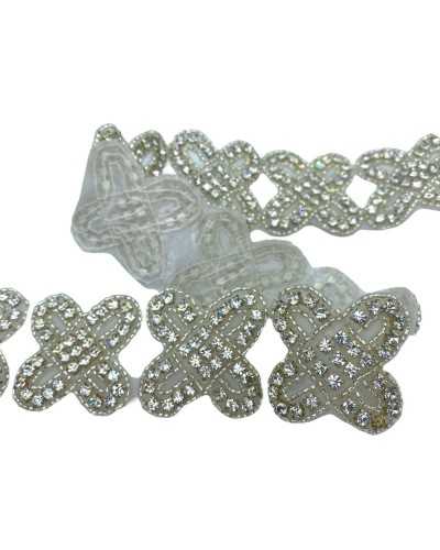 10 cm application patch silver thermoadesive stones strass set 4x4 cm