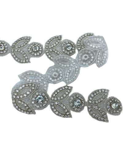 10cm 2 pièces Application thermoadhésive Patch Fleur Fleur Silver Strass Fleur High 5cm