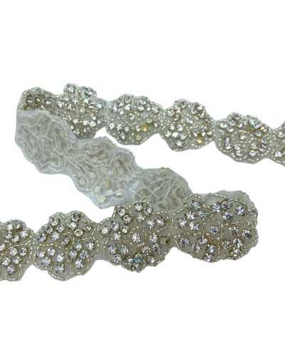 10 Cm 3 Pezzi Applicazione Fiore Termoadesiva Patch Strass Fiore Argento Alto 3,5 Cm