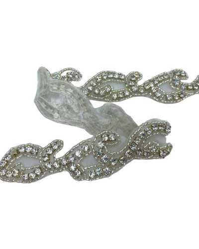 8 cm Patch de aplicación Plata Thermoadsive Stones Strass Beads Embedded Beads Tall 2 cm