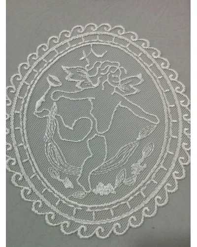 Embroidered application Oval tulle embroidered white angel to sew