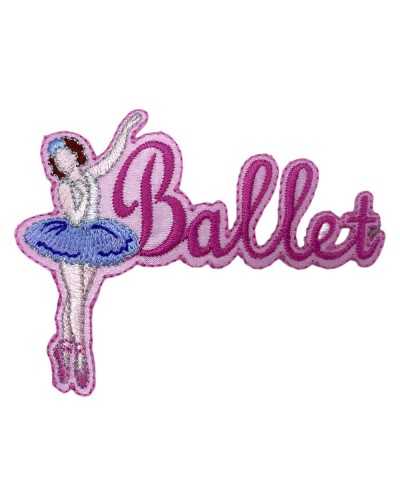 Application Thermoadhesive Patch Marbet Embroidery Written Ballet Pink Ballerina Dance Tutu 8x6 cm