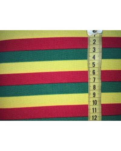 Tissu carnaval rayé jaune vert rouge tissu confort 150 cm de haut