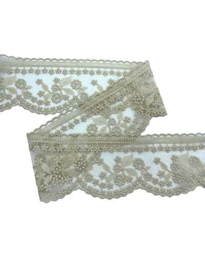 PIABENT-TULLE-TULLE-Stickerei Blumenblatt Keks 8cm hoch