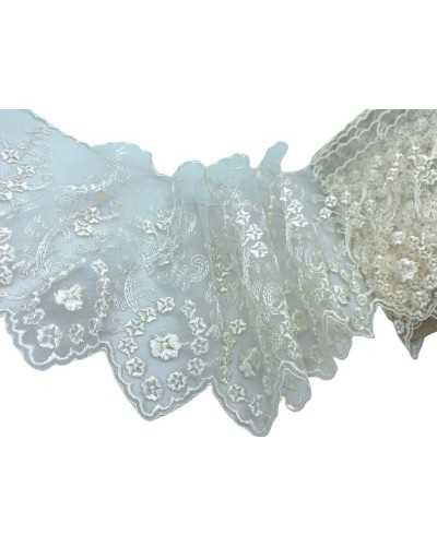 Lace Piabilities Tulle Lace Square Embroidery Flower Cream High 14cm