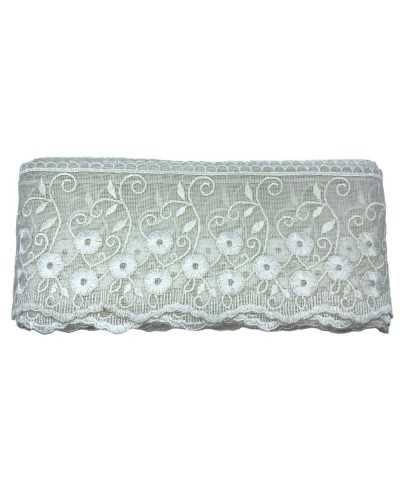 50 cm Porte Creme Panna Spitze Tüll Netzwerk Stickerei Blume High 12 cm