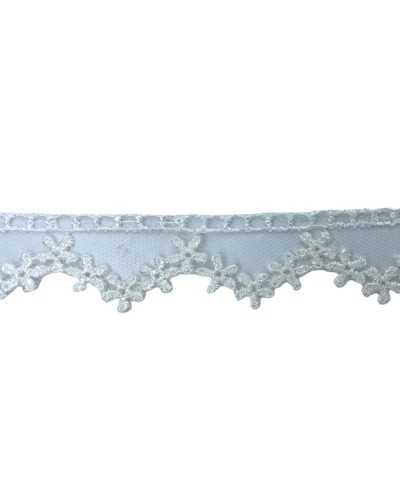 14.50 mt trantamaneria lace tulle embroidered flower triangle high 25 mm