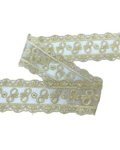 Tray Trasing Lace Lace Ecrù Tulle Embroidery Flower Bow High 5.5 cm