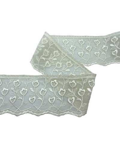 50 cm Creme Pisibilities Spitze Tüll Netzwerk Stickerei Blume Tulpe Tulpe 11,5 cm