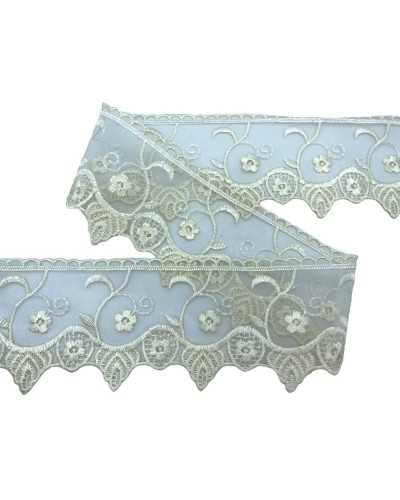 Spitzenbesatz Organza Bestickte Blumenkartenabbildung 8 cm