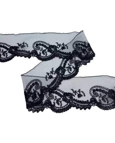 Lace Lace Black Lace Tüll Tüll Stickerei Kaschmir Design Blumen High 7,5 cm