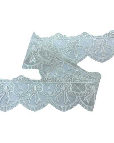 Passamaneria Pizzo Merletto Tulle Ricamo Fiocco Smerlo Alto 7 Cm