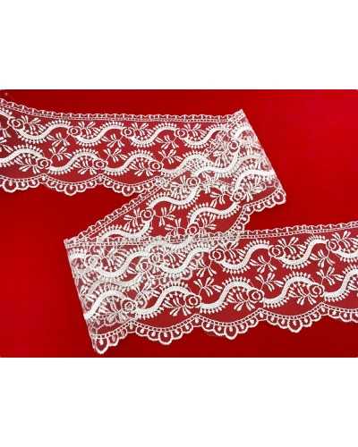Lace Trimmering Lace Tulle Embroidery Wave White Flower High 9cm