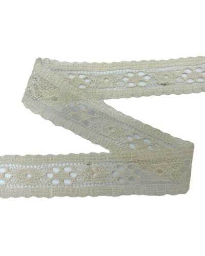 2 Mt Piazza Piazza Raschel Soft Ecru Design Flower Scalloped 2cm