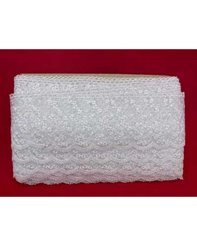 Passementerie Dentelle Tulle Brodé Fleurs Festonnées Hauteur 7 cm