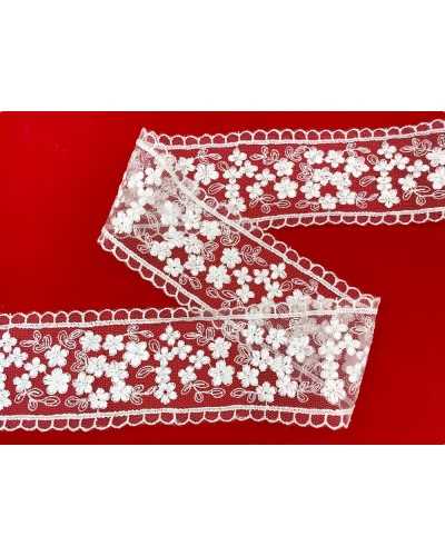 Piazzania Spitze Traszzo Tüll Tüll Tüll überbacken weiße Bretter hoch 5 cm