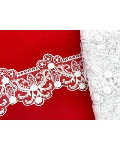 White Piazzaneria Lace Tulle Embroidery Flower High 8.5cm