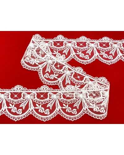 Piabement Lace Tulle Tulle Matto White Matto Embroidery High Bow 7 cm