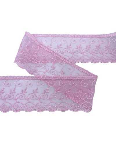 Tüll-Trimmungen Spitze Stickereispitze Rosa großer 10 cm