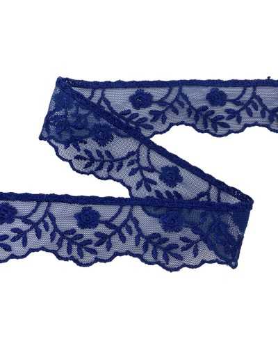 Taux de dentelle en tulle bleu Tallle Broderie Fleur de 5 cm