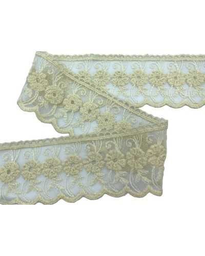 Piazzeraneria de encaje de tul bordado flor de algodón perla perla 8 cm