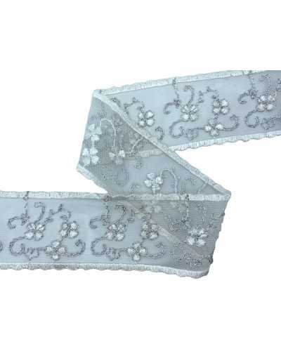 Tablett-Tablett-Platinen-Tüll-weiße Spitze-Milchspitze-Draht-Stickerei Lurex hohe 8 cm