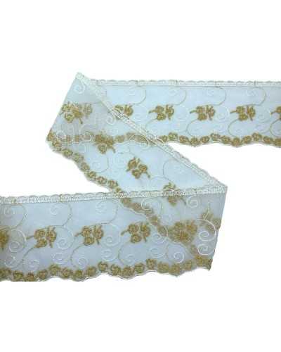 Tulle Piabilities Lace Panna Embroidered Lace Gold Lurex High 10cm