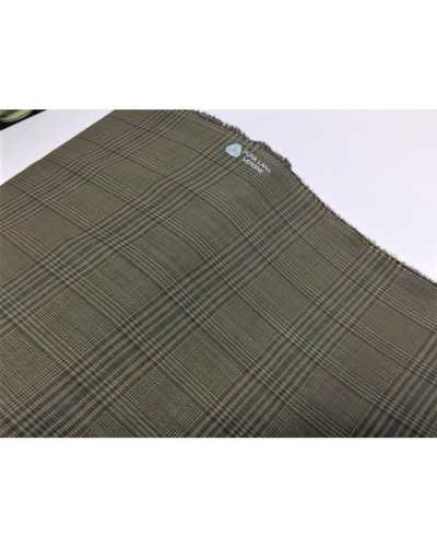 Tissu en laine fraîche de Tasmanie prince de galles vert et marron 150 cm de haut