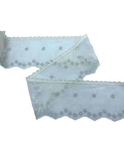 Tulle Piabilities Lace Panna Lace Embroidery Silver Lurex High 10cm