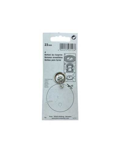 4 boutons PCS à recouvrir 23 mm de métal argenté