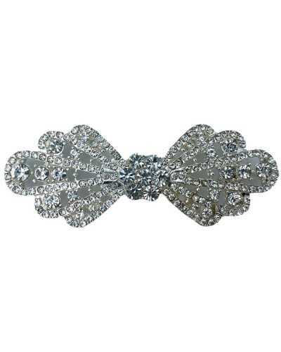 Crochet de strass argenté en métal d'alamaro joyau 6.5x2.5 cm