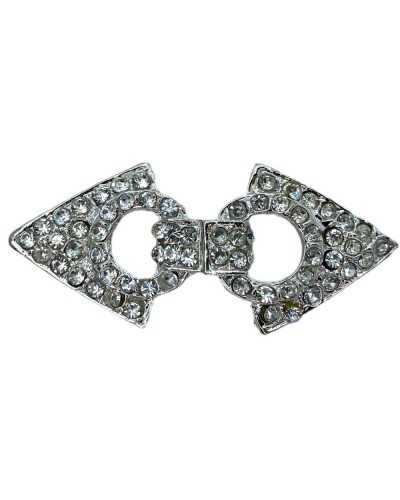 Crochet de strass argenté en métal d'alamaro joyau 5,5x2,5 cm