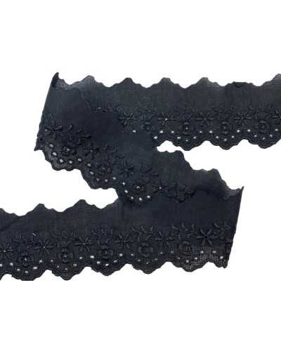 Lace Trimmings Sangallo Black Embroidery Flower Leaf Scrolling Circle High 5cm