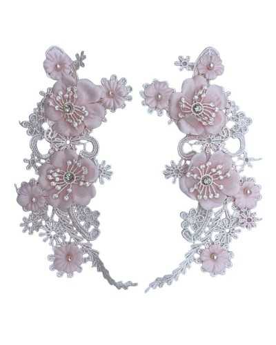 Couple Couture Application Fashion Fleurs Tissu Pearls Dentelle Macrame Strass Strass 24x9 cm