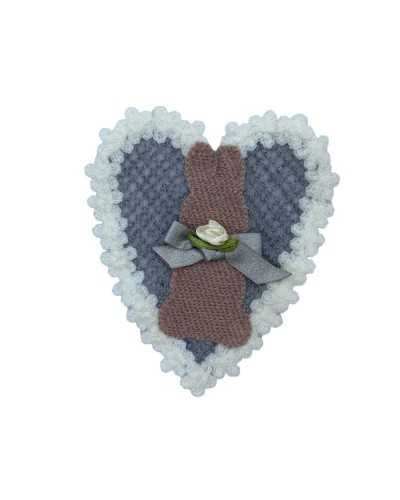 Aplicación de moda Conejito Bordado Lana Flor de tul Fiocco Satin 11x12cm