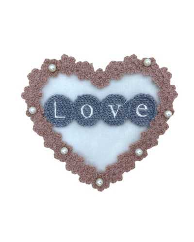 Application Sewing Fashion Written Embroidery Love Wool Tulle Pearl Cream High 11 Cm