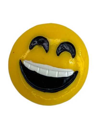 Yellow plastic brooch with retro smile smile smile 2x2 cm