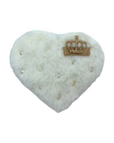 Anwendungskrone Gold Glitter Nähen Mode Pelz Creme Herz Perle High 12x11cm