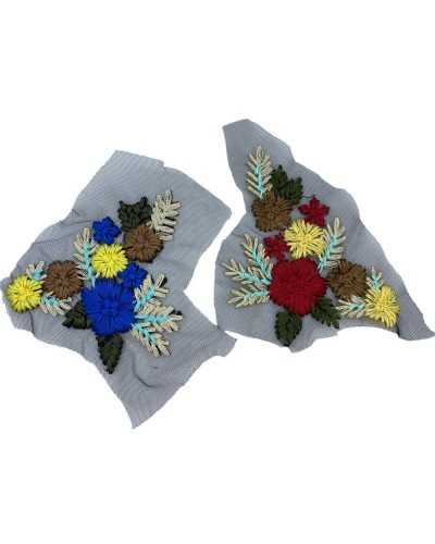 Application Sewing Triangle Fashion Tulle Embroidered Flower Gold Wire Lurex High 12cm