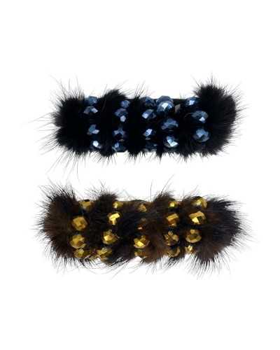 Application Broche Pierres de fourrure 70x25 mm