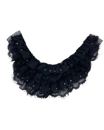 Modeausschnitt Anwendung ROOCHES Kleider Französisch Spitze Schwarz Georgette Borchia Silber 30x23 cm